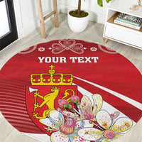 Personalized Norway Constitution Day Round Carpet Norwegian Lion Pyramidal Saxifrage