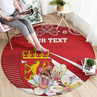 Personalized Norway Constitution Day Round Carpet Norwegian Lion Pyramidal Saxifrage