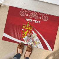 Personalized Norway Constitution Day Rubber Doormat Norwegian Lion Pyramidal Saxifrage
