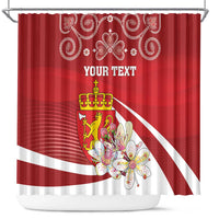 Personalized Norway Constitution Day Shower Curtain Norwegian Lion Pyramidal Saxifrage
