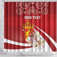 Personalized Norway Constitution Day Shower Curtain Norwegian Lion Pyramidal Saxifrage