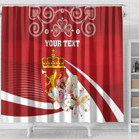 Personalized Norway Constitution Day Shower Curtain Norwegian Lion Pyramidal Saxifrage