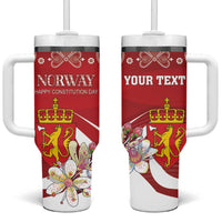 Personalized Norway Constitution Day Tumbler With Handle Norwegian Lion Pyramidal Saxifrage