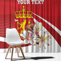 Personalized Norway Constitution Day Window Curtain Norwegian Lion Pyramidal Saxifrage