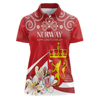 Personalized Norway Constitution Day Women Polo Shirt Norwegian Lion Pyramidal Saxifrage