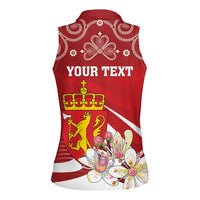 Personalized Norway Constitution Day Women Sleeveless Polo Shirt Norwegian Lion Pyramidal Saxifrage