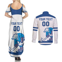 Custom Norway Hockey Couples Matching Summer Maxi Dress and Long Sleeve Button Shirt Norge Polar Bears