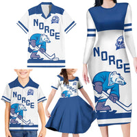 Custom Norway Hockey Family Matching Long Sleeve Bodycon Dress and Hawaiian Shirt Norge Polar Bears