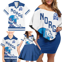 Custom Norway Hockey Family Matching Off Shoulder Short Dress and Hawaiian Shirt Norge Polar Bears