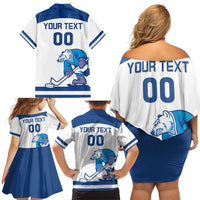 Custom Norway Hockey Family Matching Off Shoulder Short Dress and Hawaiian Shirt Norge Polar Bears