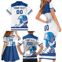 Custom Norway Hockey Family Matching Short Sleeve Bodycon Dress and Hawaiian Shirt Norge Polar Bears