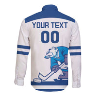 Custom Norway Hockey Long Sleeve Button Shirt Norge Polar Bears