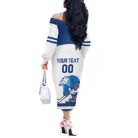 Custom Norway Hockey Off The Shoulder Long Sleeve Dress Norge Polar Bears