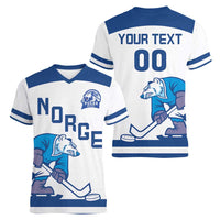 Custom Norway Hockey Women V-Neck T-Shirt Norge Polar Bears