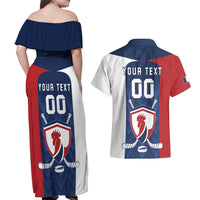 Custom France Hockey Couples Matching Off Shoulder Maxi Dress and Hawaiian Shirt Les Bleus Go Champions