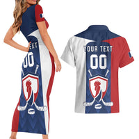 Custom France Hockey Couples Matching Short Sleeve Bodycon Dress and Hawaiian Shirt Les Bleus Go Champions