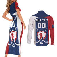 Custom France Hockey Couples Matching Short Sleeve Bodycon Dress and Long Sleeve Button Shirt Les Bleus Go Champions