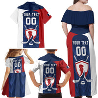 Custom France Hockey Family Matching Off Shoulder Maxi Dress and Hawaiian Shirt Les Bleus Go Champions