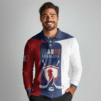 Custom France Hockey Long Sleeve Polo Shirt Les Bleus Go Champions