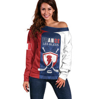 Custom France Hockey Off Shoulder Sweater Les Bleus Go Champions