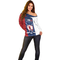 Custom France Hockey Off Shoulder Sweater Les Bleus Go Champions