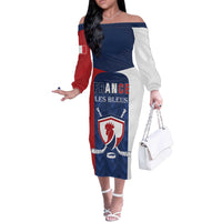 Custom France Hockey Off The Shoulder Long Sleeve Dress Les Bleus Go Champions