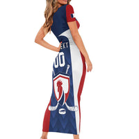 Custom France Hockey Short Sleeve Bodycon Dress Les Bleus Go Champions
