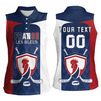 Custom France Hockey Women Sleeveless Polo Shirt Les Bleus Go Champions