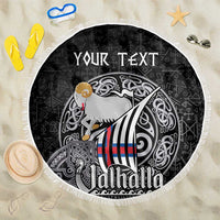 Personalized Viking Faroe Islands Beach Blanket Valhalla Viking Pattern