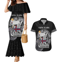 Personalized Viking Faroe Islands Couples Matching Mermaid Dress and Hawaiian Shirt Valhalla Viking Pattern