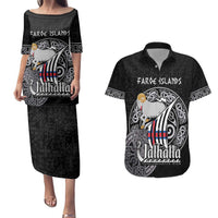 Personalized Viking Faroe Islands Couples Matching Puletasi and Hawaiian Shirt Valhalla Viking Pattern