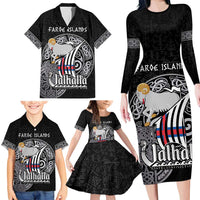 Personalized Viking Faroe Islands Family Matching Long Sleeve Bodycon Dress and Hawaiian Shirt Valhalla Viking Pattern