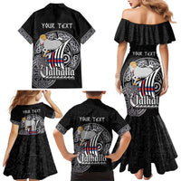 Personalized Viking Faroe Islands Family Matching Mermaid Dress and Hawaiian Shirt Valhalla Viking Pattern