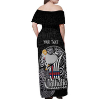 Personalized Viking Faroe Islands Family Matching Off Shoulder Maxi Dress and Hawaiian Shirt Valhalla Viking Pattern