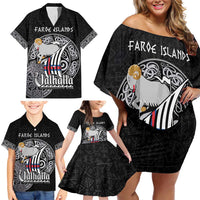 Personalized Viking Faroe Islands Family Matching Off Shoulder Short Dress and Hawaiian Shirt Valhalla Viking Pattern