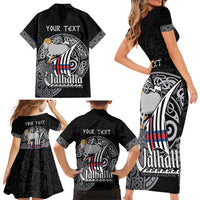 Personalized Viking Faroe Islands Family Matching Short Sleeve Bodycon Dress and Hawaiian Shirt Valhalla Viking Pattern