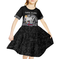 Personalized Viking Faroe Islands Kid Short Sleeve Dress Valhalla Viking Pattern