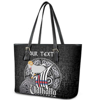 Personalized Viking Faroe Islands Leather Tote Bag Valhalla Viking Pattern