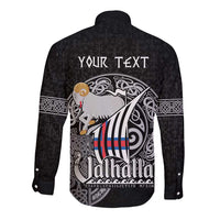 Personalized Viking Faroe Islands Long Sleeve Button Shirt Valhalla Viking Pattern