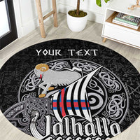 Personalized Viking Faroe Islands Round Carpet Valhalla Viking Pattern