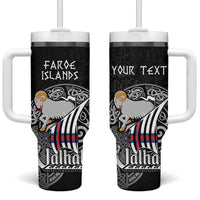 Personalized Viking Faroe Islands Tumbler With Handle Valhalla Viking Pattern