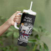 Personalized Viking Faroe Islands Tumbler With Handle Valhalla Viking Pattern