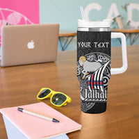 Personalized Viking Faroe Islands Tumbler With Handle Valhalla Viking Pattern