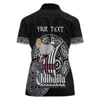 Personalized Viking Faroe Islands Women Polo Shirt Valhalla Viking Pattern