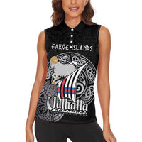 Personalized Viking Faroe Islands Women Sleeveless Polo Shirt Valhalla Viking Pattern