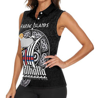 Personalized Viking Faroe Islands Women Sleeveless Polo Shirt Valhalla Viking Pattern