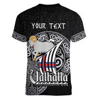 Personalized Viking Faroe Islands Women V-Neck T-Shirt Valhalla Viking Pattern