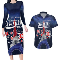 Personalized Happy Bastille Day Couples Matching Long Sleeve Bodycon Dress and Hawaiian Shirt Vive la France!