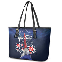 Personalized Happy Bastille Day Leather Tote Bag Vive la France!