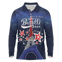 Personalized Happy Bastille Day Long Sleeve Polo Shirt Vive la France!